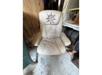 Palliser Leather Nautical Swivel Arm Chair