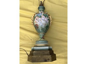 Gilt Italian Capodimonte Style Lamp With Floral Relief
