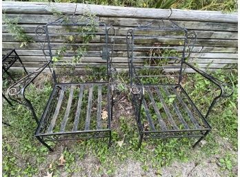 Russell Woodard Wrought Iron Matching Arm Chairs