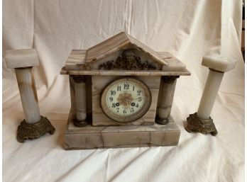 Marble Clock With Garniture