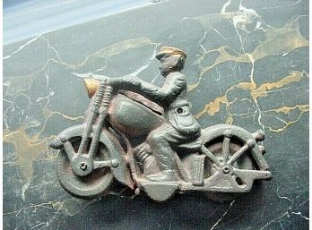 VINTAGE CAST IRON MOTORCYCLE AND RIDER