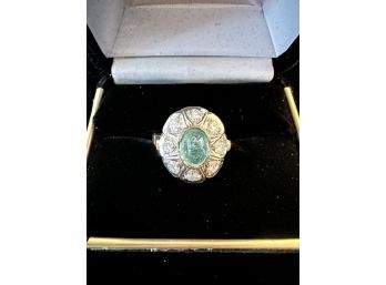 Diamond And Aquamarine Ring