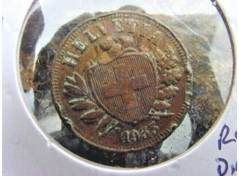 1933 B  Switzerland  2  Centimes  , Rim Ding