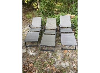 Black Cast Aluminum With Mesh Seats, Lounge Chairs