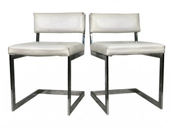 Vintage Chrome And White Unsigned Chairs