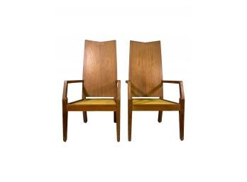 4 Vintage Albert Wood And Five Sons High Back Chairs