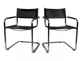 Pair Of Mid Century Leather Chairs Mart Stamm Style