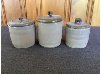 Pottery Canisters Set Of 3
