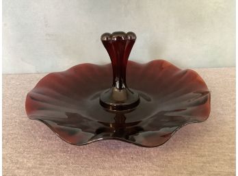 Dark Cranberry Glass Tray