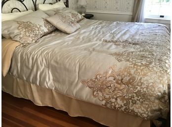 King Size Comforter, Sham, And Dust Ruffle