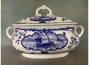 Blue And White Soup Tureen