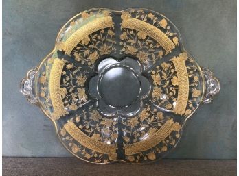 Gold Trimmed Glass Serving Dish
