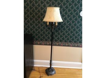 Double Bulb Floor Lamp With Cream Fabric Shade