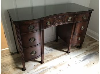 Solid Wood  Vanity/ Desk With Glass Top