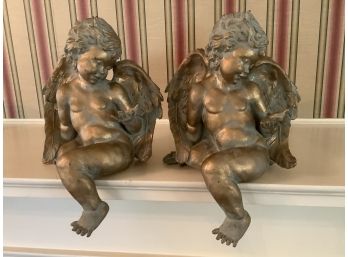 Early Pair Of Angel Sculptures