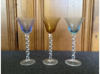 Stemmed Colored Cordial Glasses
