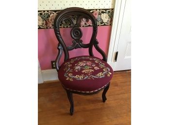 Burgundy Floral Side Chair