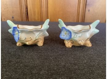 Blue Floral Candle Stick Holders