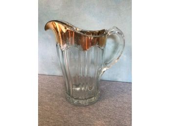 Gold Trimmed Glass Water Pitcher And Cup Set