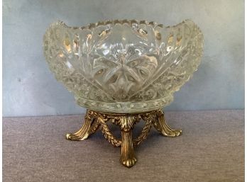 Glass Bowl With Brass Stand
