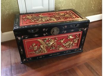 Black And Red Asian Blanket Chest