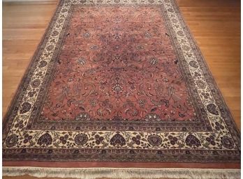 A Gorgeous Pashas Rose & Ivory Wool Indian Rug, 8x10