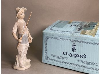 Lladro Gone Fishing Porcelain Figurine In Original Box