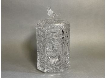 Vintage Hofbauer Byrdes Collection Crystal Biscuit/Candy Jar With Bird Detail