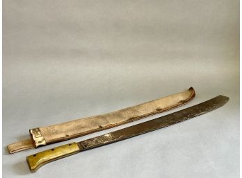 A Collins Company Machete  With Sheath, US Navy, Stamped