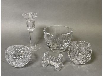 Four Waterford & 1 Tiffany & Co Crystal Pieces