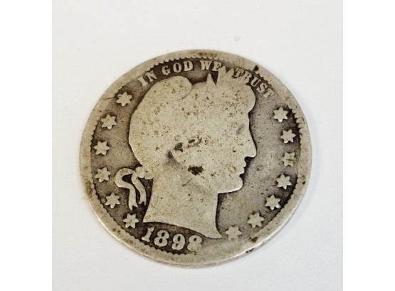 1898 Barber Silver Quarter