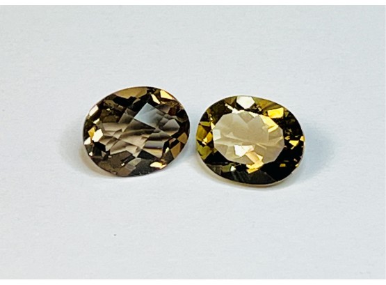 Pair Of 2 - 3 Carat ---10x8mm Oval Cut Smoky Quartz Loose Gemstones