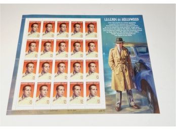 SEALED  Humphrey Bogart: Legends Of Hollywood, Full Sheet Of 20 X 32 Cent Postage Stamps