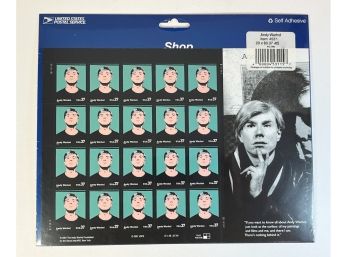 VINTAGE POP ARTIST ANDY WARHOL 37 Cent U.S. POSTAGE STAMPS - Single Sheet - SEALED With Envelope