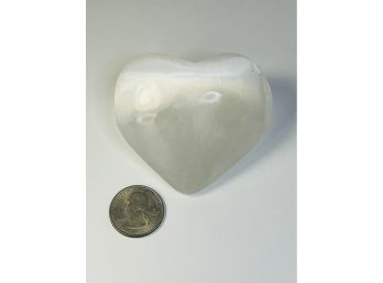 White Polished Quartz Stone Heart