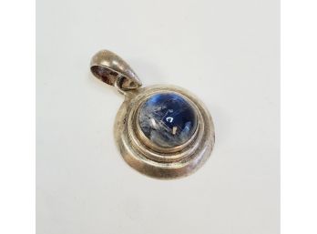 Vintage Sterling Silver Glowing Blue Moon Stone Pendant