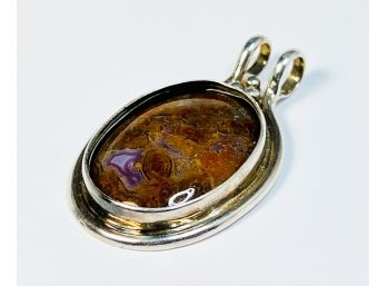 VINTAGE Hand Made  Sterling Silver Marked RYM Mexico Multi Color Stone Pendant