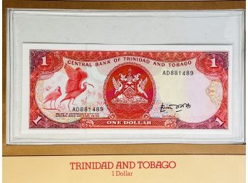 Trinidad & Tobago - $1 Dollar  Uncirculated Foreign Paper Money Sealed With History Card