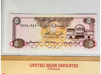 United Arab Emirates - 5 Dirhams Uncirculated Foreign Paper Money Sealed With Info/ History Card