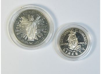 1989-s US Congressional  2 Coin Set Silver Dollar And Half Dollar