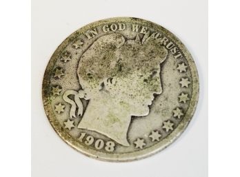 1908 -O Barber Silver Half Dollar