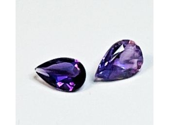 Pair Of 2 - 1.5 Carat ---8x6mm Pear Cut Amethyst Loose Gemstones