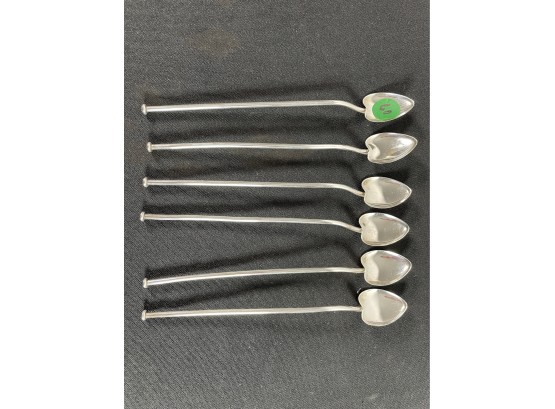 SIX STERLING SILVER ICE TEA STIRRERS