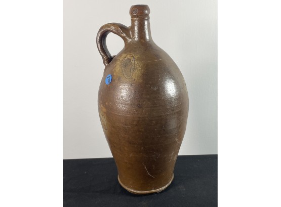 ANTIQUE FRENCH STONEWARE JUG WITH BROWN GLAZE