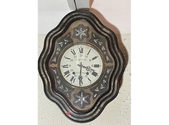 A MOTHER OF PEARL INLAID 19TH CENTURY FRENCH WALL CLOCK
