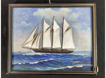 SIGNED THREE DIMENSIONAL PAINTING OF A CLIPPER SHIP
