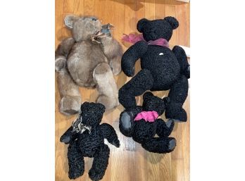 THREE SIGNED REAL HAIR BEARS, AS IS
