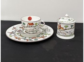 FOUR PIECES STAFFORDSHIRE 'FOX HUNTING'