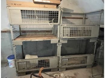 FOUR STEEL INDUSTRIAL CRATE STORAGE UNITS
