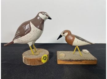 TWO JM BURNS CARVED AND PAINTED SHORE BIRDS